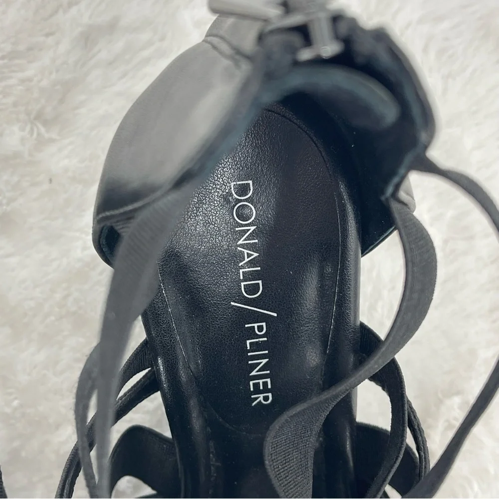 DONALD PLINER Elegant Black Strappy Women's Shoes WEDGE SIZE 6.5 M